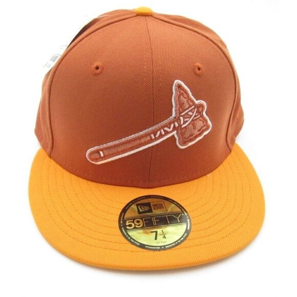 New W/ Tag New Era Atlanta Braves Tomahawk Cooperstown Fitted Hat Sz 7.25